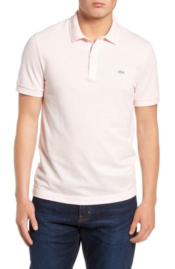 Men's Lacoste 'white Croc' Fit Pique Polo, Size 4(m) - Pink