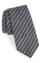 Men's Michael Bastian Stripe Silk & Cotton Tie, Size - Grey