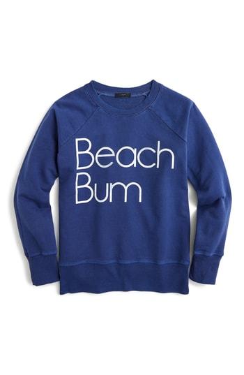 Women's J.crew Beach Bum Sweatshirt, Size - Blue
