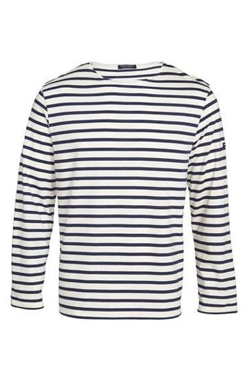 Saint James 'minquiers 10' Striped T-shirt Ecru/ Marine