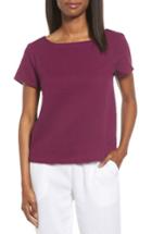 Petite Women's Eileen Fisher Organic Cotton Bateau Neck Top, Size P - Purple