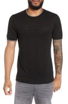 Men's Vince Slim Fit Tipped Linen T-shirt - Black