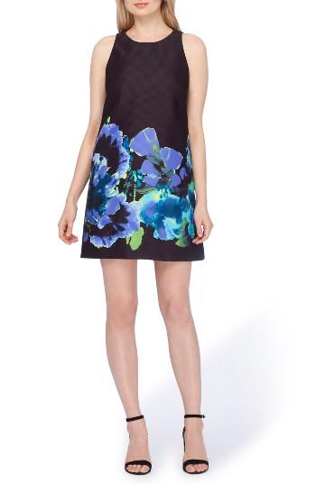 Petite Women's Tahari Floral Trapeze Dress P - Black