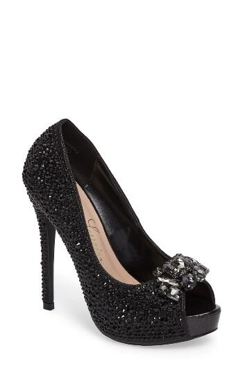 Women's Lauren Lorraine Candy 2 Embellished Platform Pump .5 M - Black