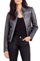 Women's True Religion Brand Jeans Leather Jacket - Black