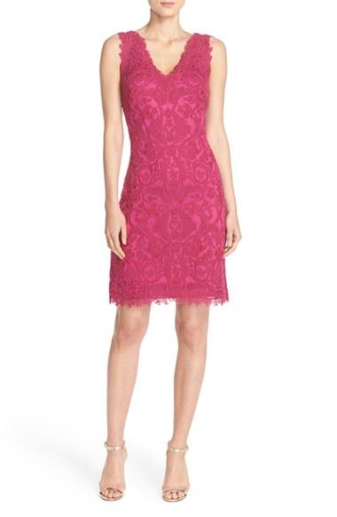 Women's Tadashi Shoji Embroidered Mesh Sheath Dress