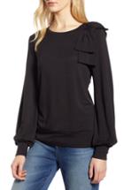 Women's Halogen Bow Trim Sweatshirt - Black