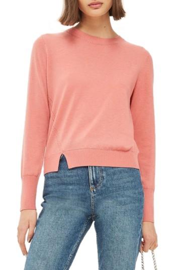 Women's Topshop Pointelle Sweater Us (fits Like 0) - Pink