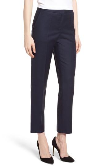 Women's Boss Tiluna Slim Check Wool Ankle Trousers - Blue