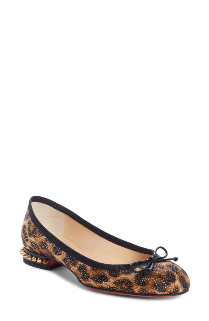 Women's Christian Louboutin La Massine Spike Flat .5us / 34.5eu - Brown