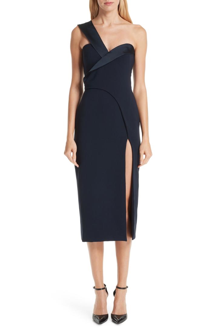 Women's Brandon Maxwell Fold Over One-shoulder Dress - Blue
