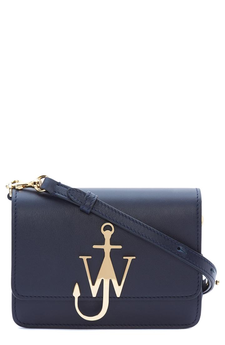 Jw Anderson Logo Leather Crossbody Bag - Blue