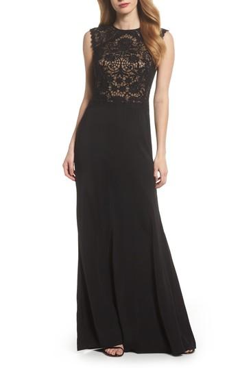 Women's Tadashi Shoji Lace Bodice Gown - Black