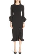 Women's Michael Kors Rumba Ruffle Trim Stretch Wool Dress - Black