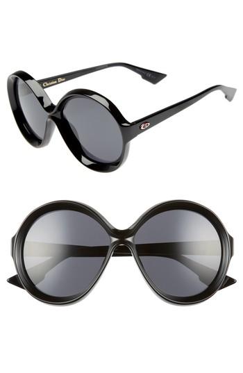 Women's Dior Bianca 58mm Round Sunglasses - Black