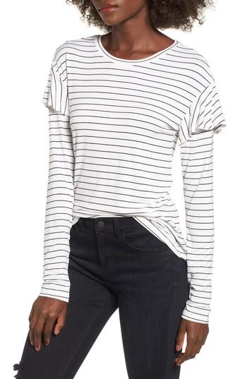 Women's Bp. Ruffle Shoulder Tee, Size - White