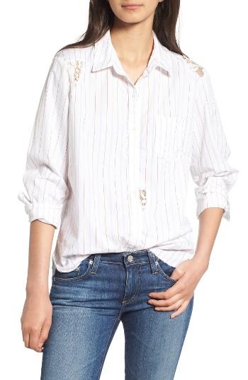 Women's Stateside Stripes & Lace Oxford Shirt - White
