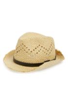 Women's Emanuel Geraldo Buckled Band Straw Panama Hat - Beige