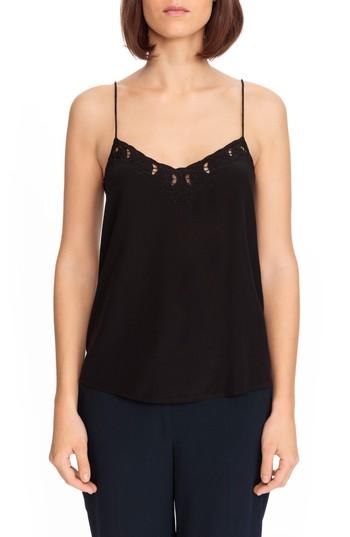 Women's Sezane Paloma Silk Camisole Us / 34 Fr - Black
