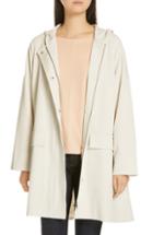 Women's Eileen Fisher Hooded A-line Coat, Size - Ivory