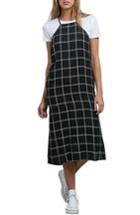 Women's Volcom Jumponit Windowpane Print Midi Dress - Black