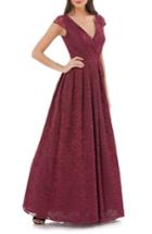 Women's Js Collections Embroidered Lace Ballgown - Burgundy