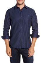 Men's Bugatchi Trim Fit Heathered Sport Shirt, Size - Blue