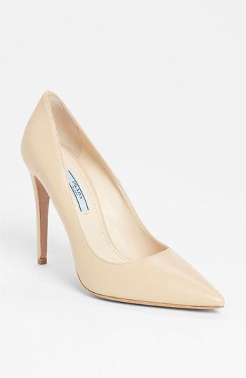Prada Pointy Toe Pump Nude