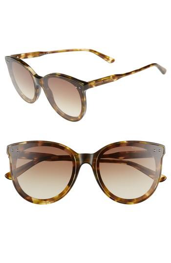 Women's Bottega Veneta 61mm Cat Eye Sunglasses - Green Havana