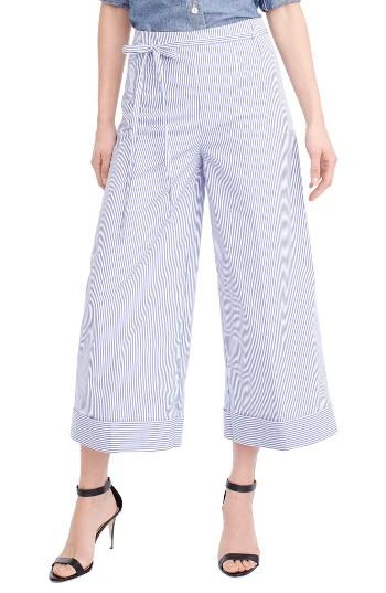 Women's J.crew Stripe Wide Leg Crop Pants