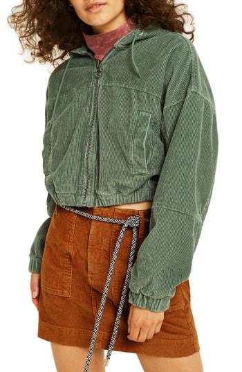 Women's Bdg Urban Outfitters Crop Corduroy Bomber Jacket - Green