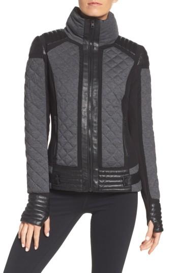 Women's Blanc Noir Mesh Inset Moto Jacket