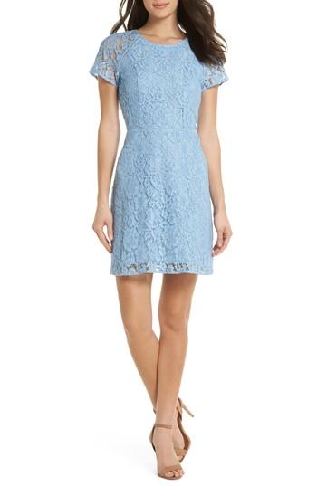 Women's Charles Henry Raglan Sleeve Lace Dress - Blue