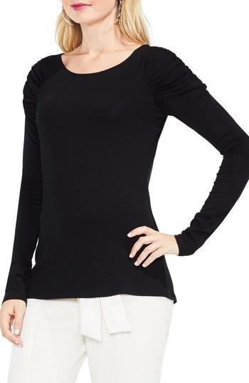 Women's Vince Camuto Ruched Shoulder Top - Black