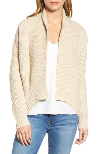 Women's Press Drape Front Knit Cardigan - Beige