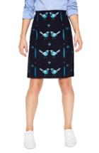 Women's Boden Fun Bird Embroidery Stretch Cotton Skirt