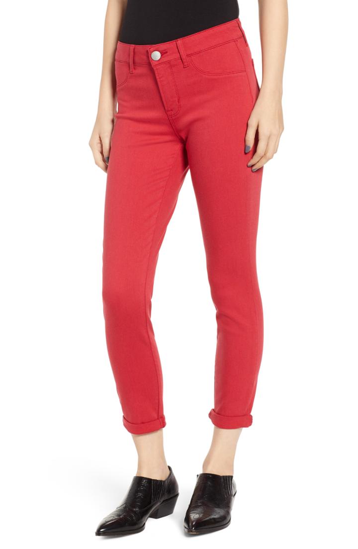 Women's Prosperity Denim Cuffed Skinny Jeans - Red