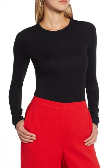 Women's Halogen Skivvy Fine Rib Crewneck Tee - Black