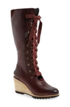 Women's Sorel After Hours Lace Up Wedge Boot .5 M - Red