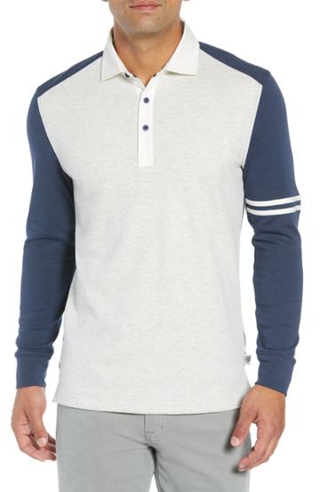 Men's Bobby Jones Rule 18 Rugby Rule Fit Shirt, Size Small - Grey