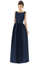 Women's Alfred Sung Square Neck Dupioni Full Length Dress - Blue