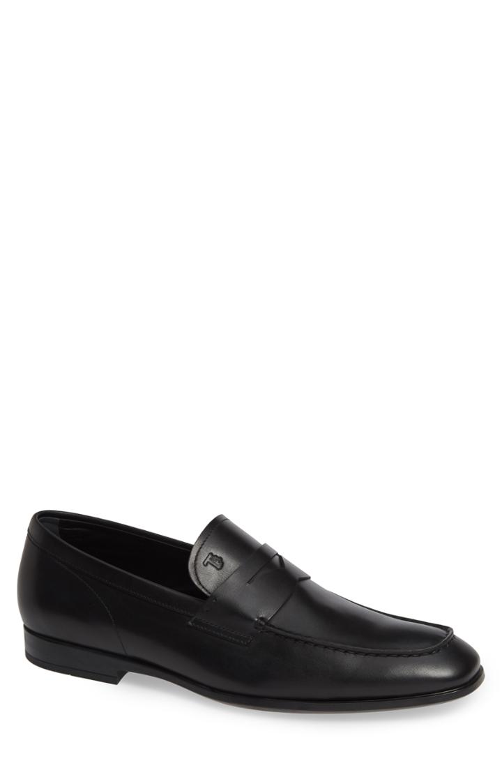Men's Tod's 'mocassino' Suede Penny Loafer Us / 5uk - Black