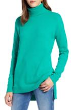 Women's Halogen Turtleneck Wool Blend Tunic Sweater - Green