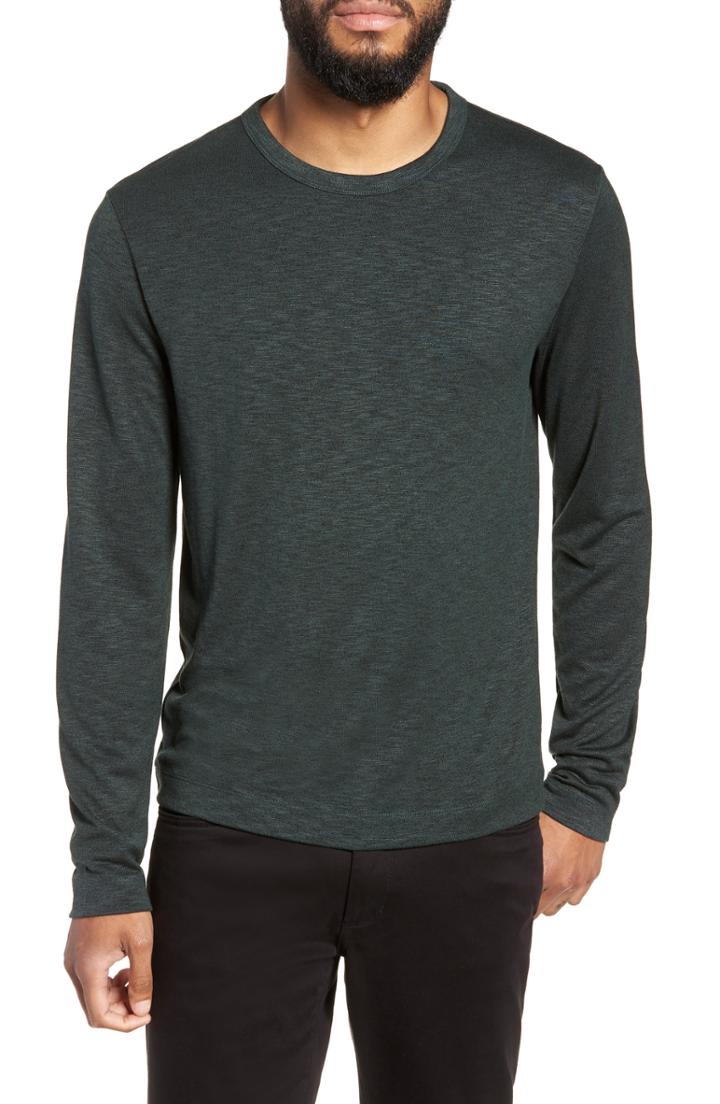 Men's Theory Gaskell Regular Fit Long Sleeve T-shirt - Green