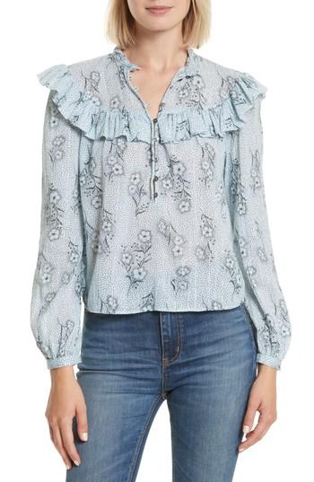 Women's Rebecca Taylor Jasmine Print Ruffle Top - Blue