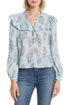 Women's Rebecca Taylor Jasmine Print Ruffle Top - Blue