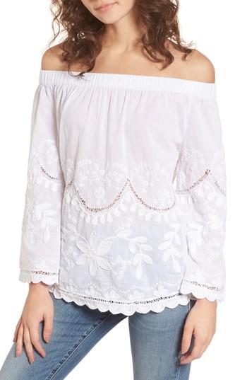 Women's Blanknyc Embroidered Off The Shoulder Top - White