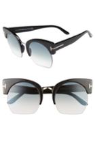 Women's Tom Ford Savannah 55mm Cat Eye Sunglasses - Shiny Black/ Gradient Smoke