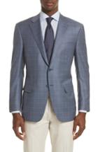 Men's Canali Classic Fit Windowpane Wool Sport Coat Us / 50 Eu R - Blue