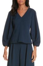 Women's Tibi Puff Sleeve Drape Twill Top - Blue